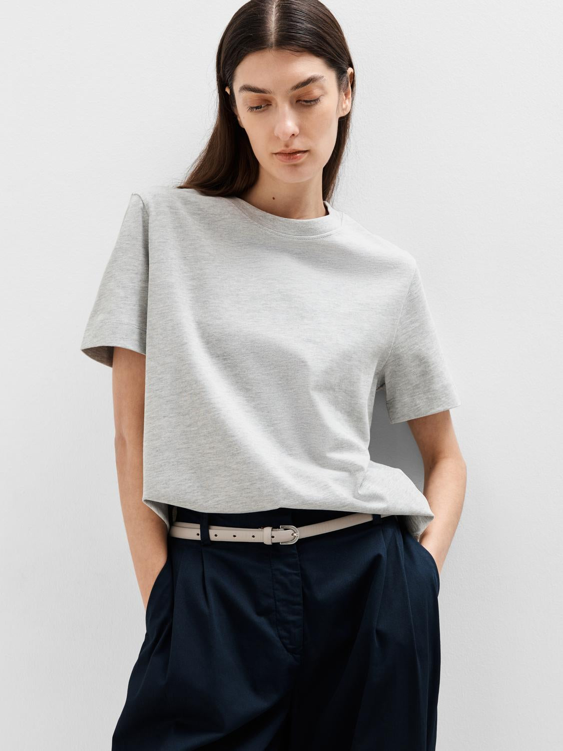 Essential Boxy T-Skjorte - Grå/ Light Grey Melange